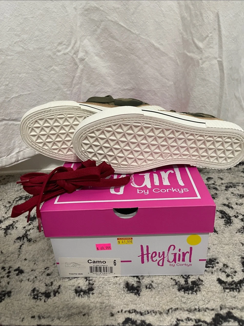 HeyGirl by Corkys Camo Low-Top Sneakers in Olive Green